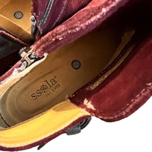 Bussola Sevilla Buckle Bootie Cabernet Red Suede Leather Size 37 or 6.5 - Picture 11 of 12